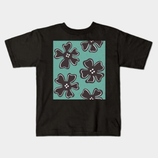 Pattern of button flowers on turquoise green Kids T-Shirt